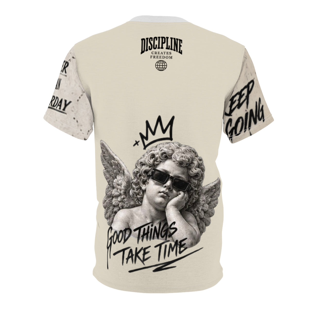 Dripping Smile Graphic Tee — 'Trust Your Path' All-Over Print