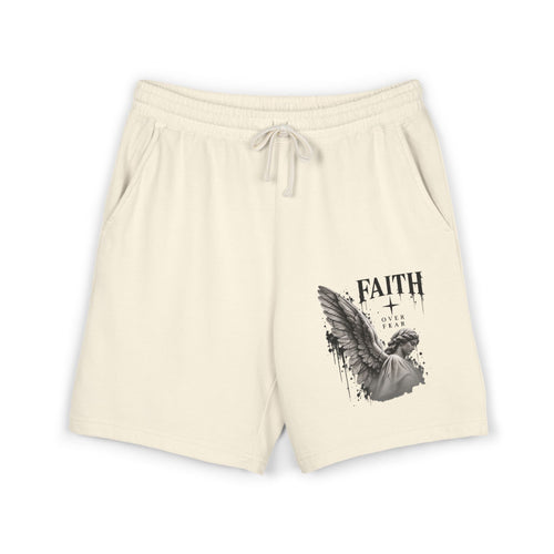 Faith Angel Graphic Sweat Shorts — Religious Comfort Lounge Shorts — product photo 1 of 10 | madeyourmark