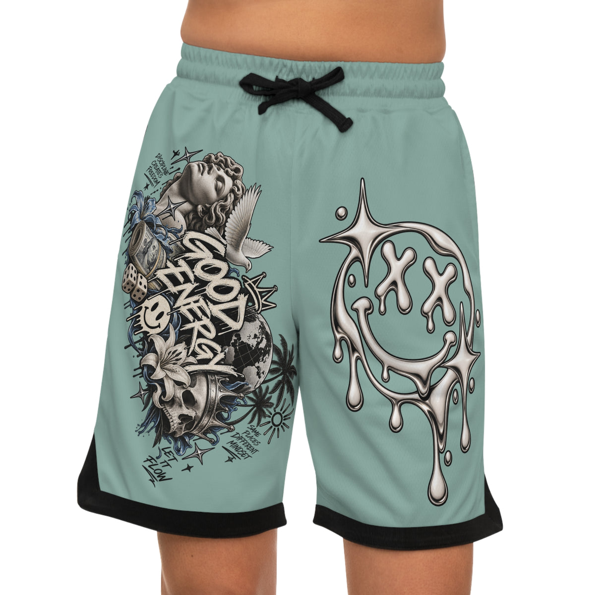 Trust Your Path Basketball Shorts — Graphic AOP Rib Shorts