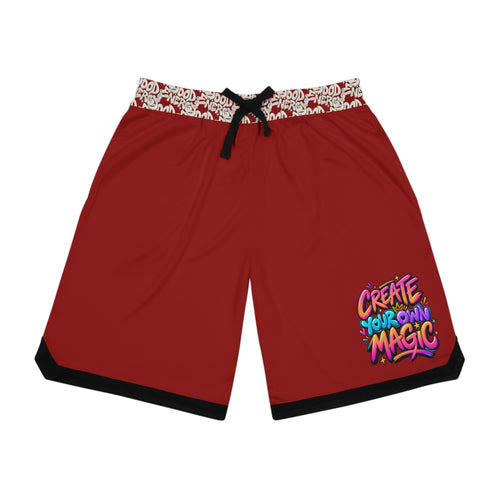 Motivational Basketball Shorts — “Make It Happen / Create Your Own Magic” — Front view | madeyourmark