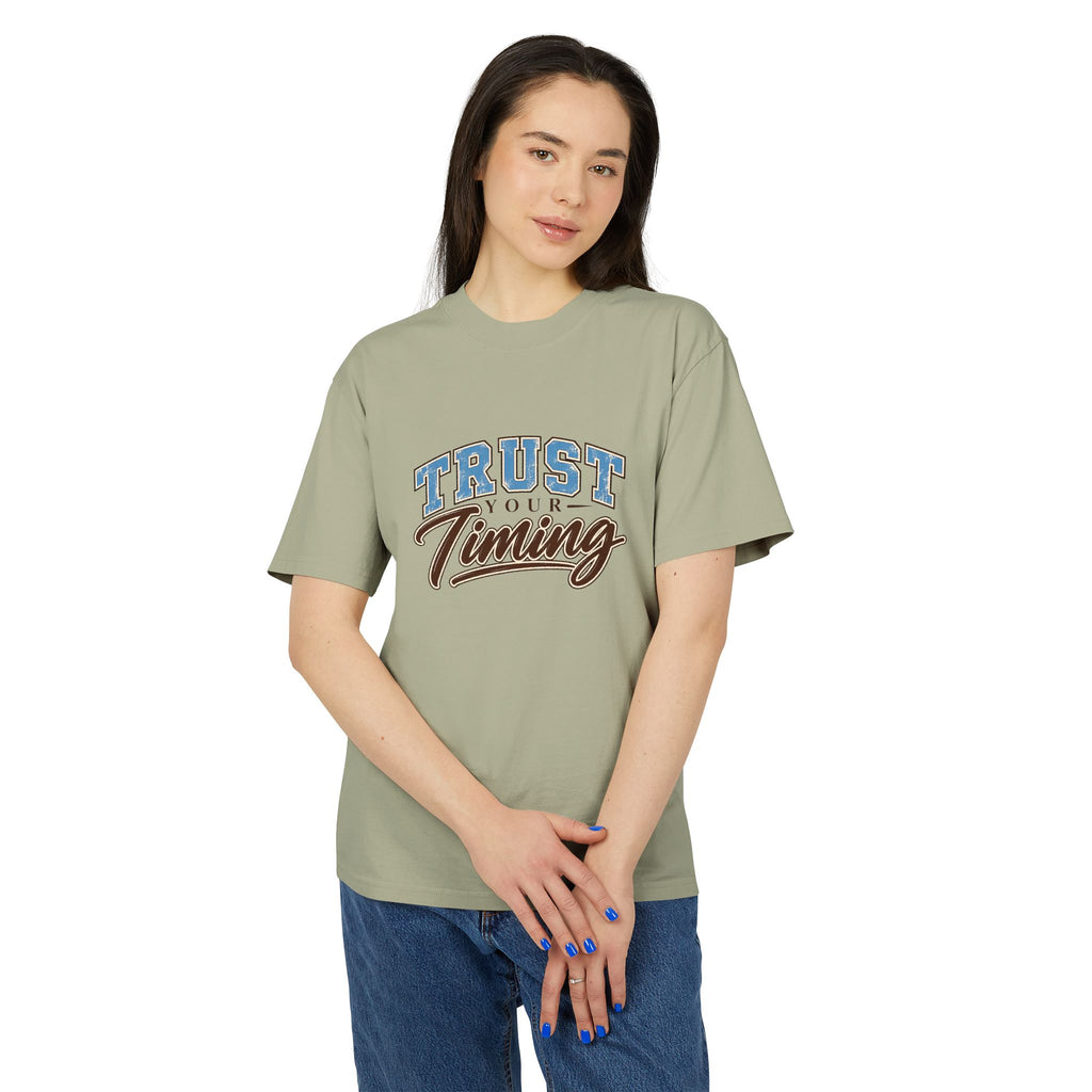 Trust Your Timing T-Shirt — Inspirational Retro Script Tee