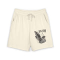 מכנסיים קצרים מבד פוטר עם גרפיקת "Faith Angel" — מכנסי נוחות דתיים לבית ולפנאי