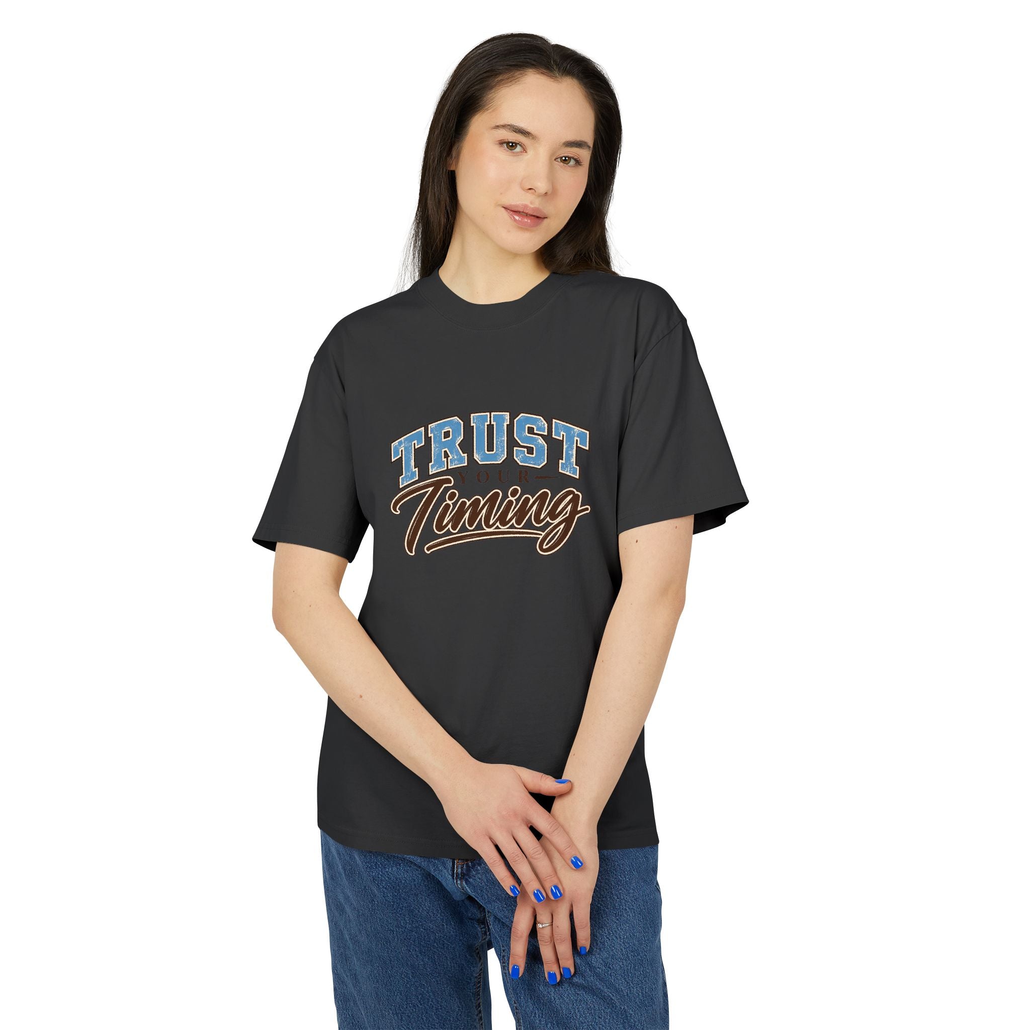 Trust Your Timing T-Shirt — Inspirational Retro Script Tee