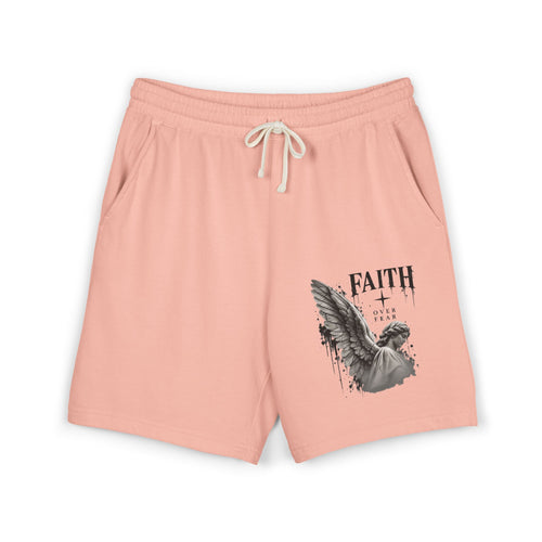 Faith Angel Graphic Sweat Shorts — Religious Comfort Lounge Shorts — product photo 2 of 10 | madeyourmark