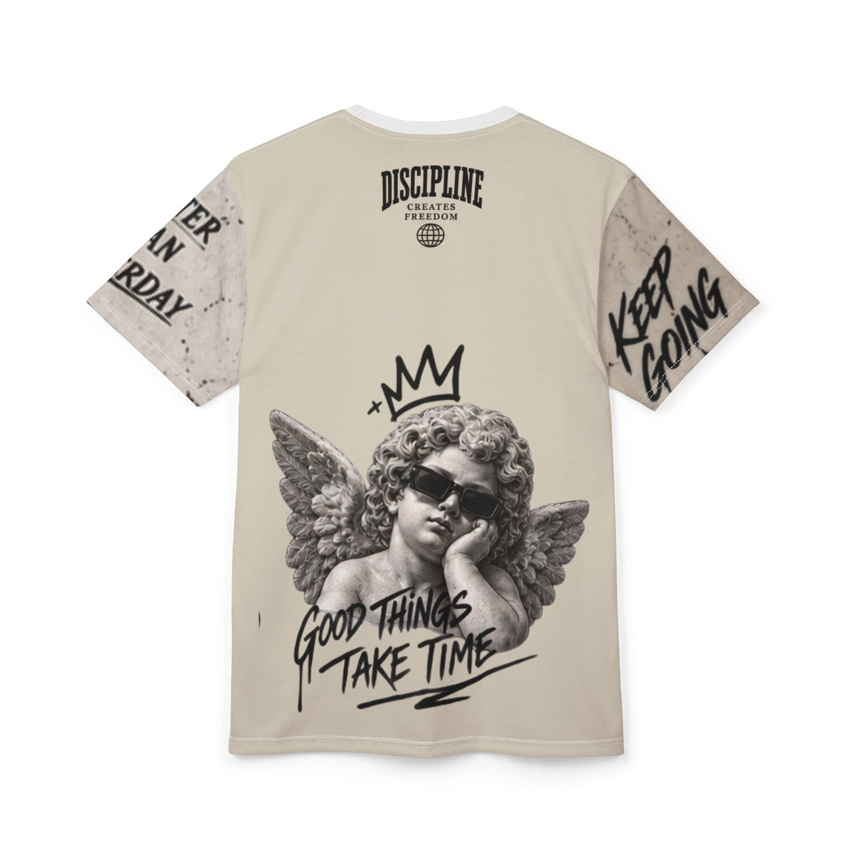Dripping Smile Graphic Tee — 'Trust Your Path' All-Over Print