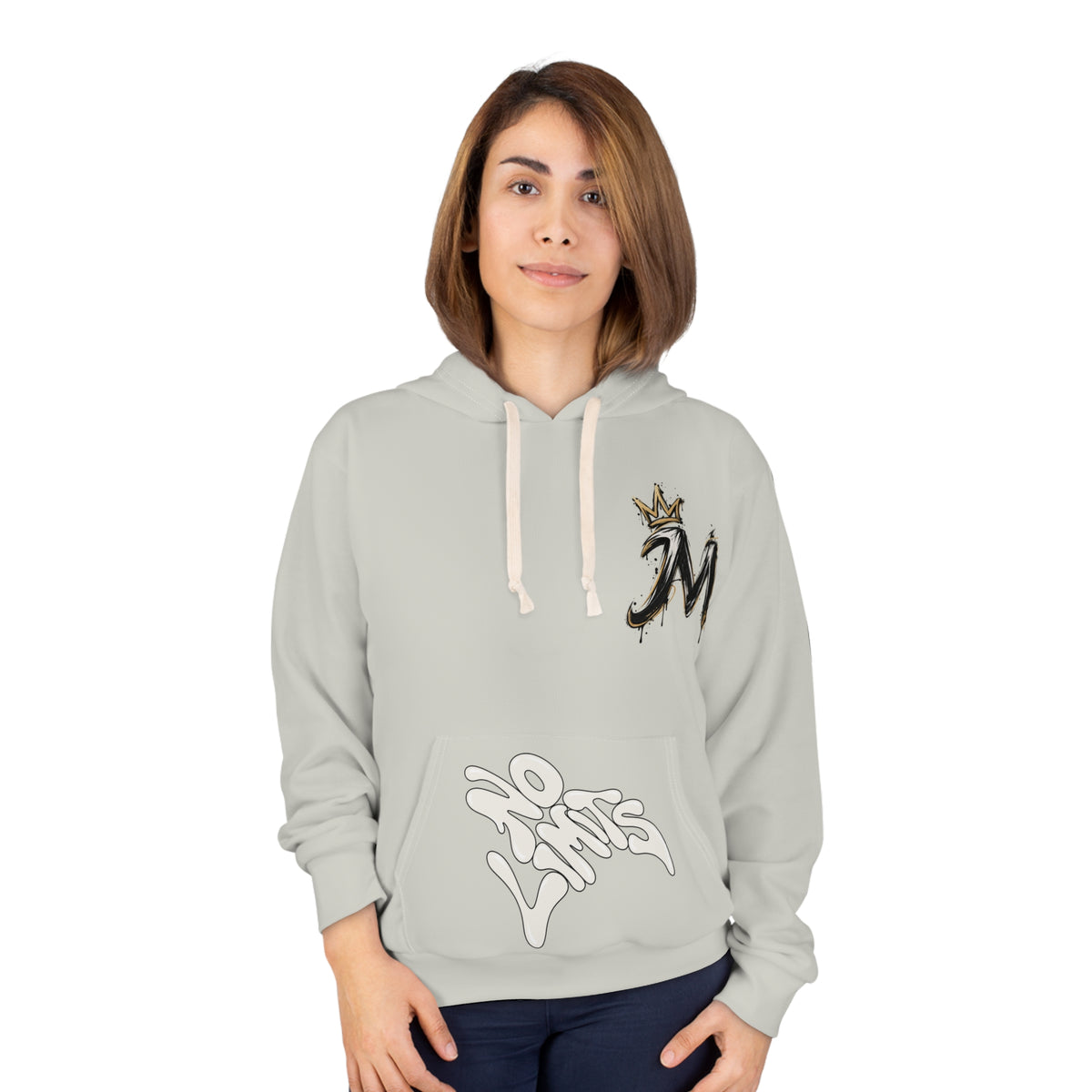 Focus On The Good Hoodie — Motivational Pullover with Crown “M” and No Limits Artwork