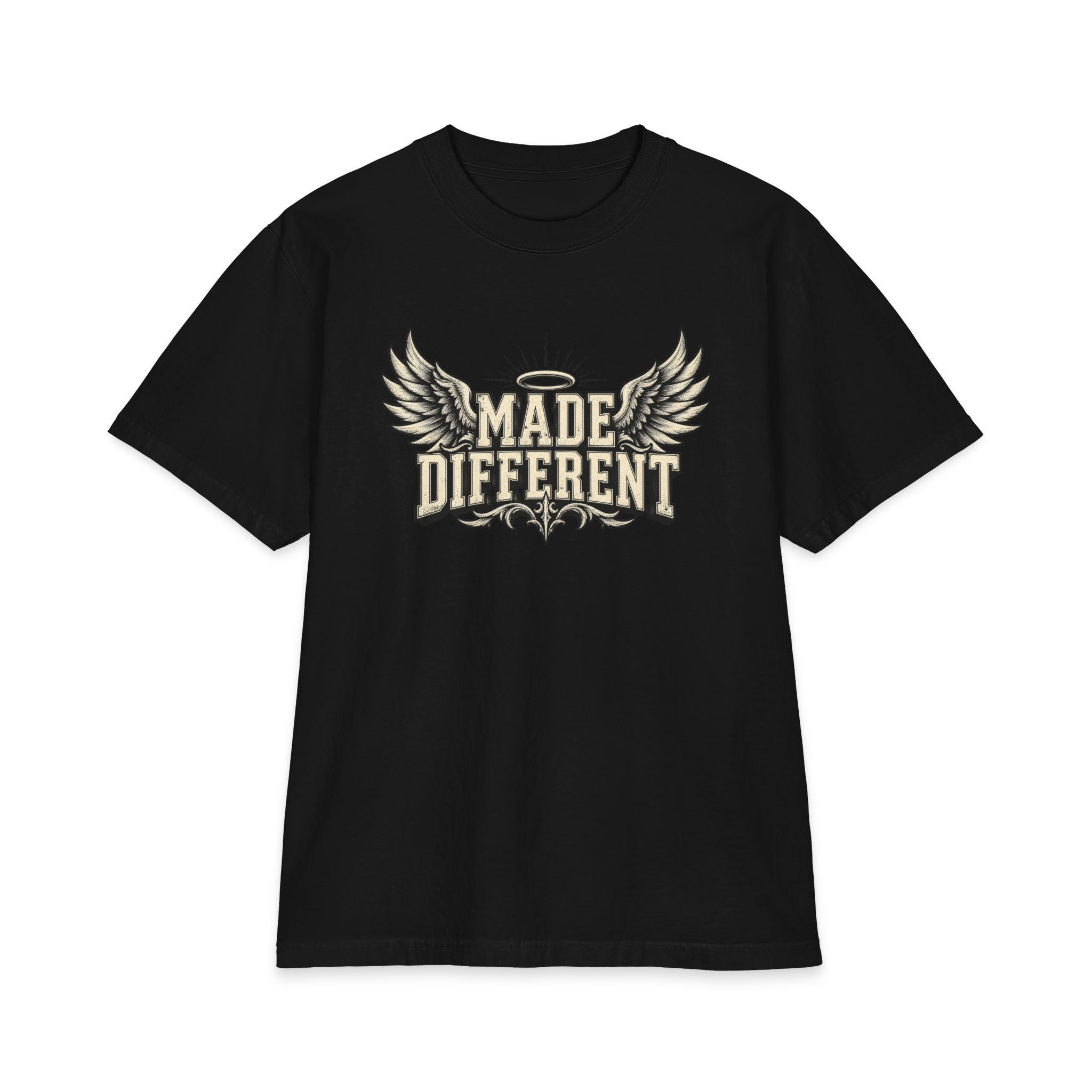 Made Different T-Shirt — 'Made Different' Graphic Tee with Wings & 'Discipline' Back Accent — product photo 3 of 20 | madeyourmark