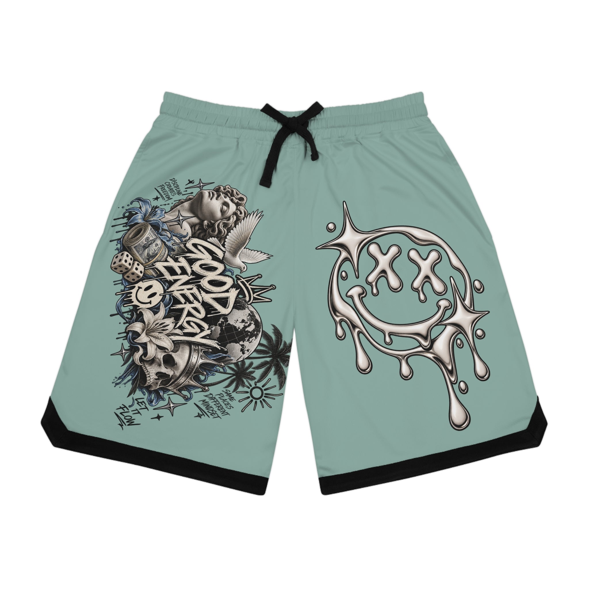 Trust Your Path Basketball Shorts — Graphic AOP Rib Shorts