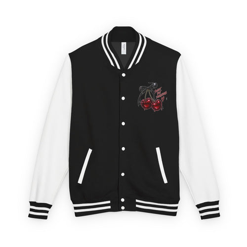 Letterman Jacket — 'Good Energy' Retro Skate Graphic Varsity Jacket — Front view | madeyourmark