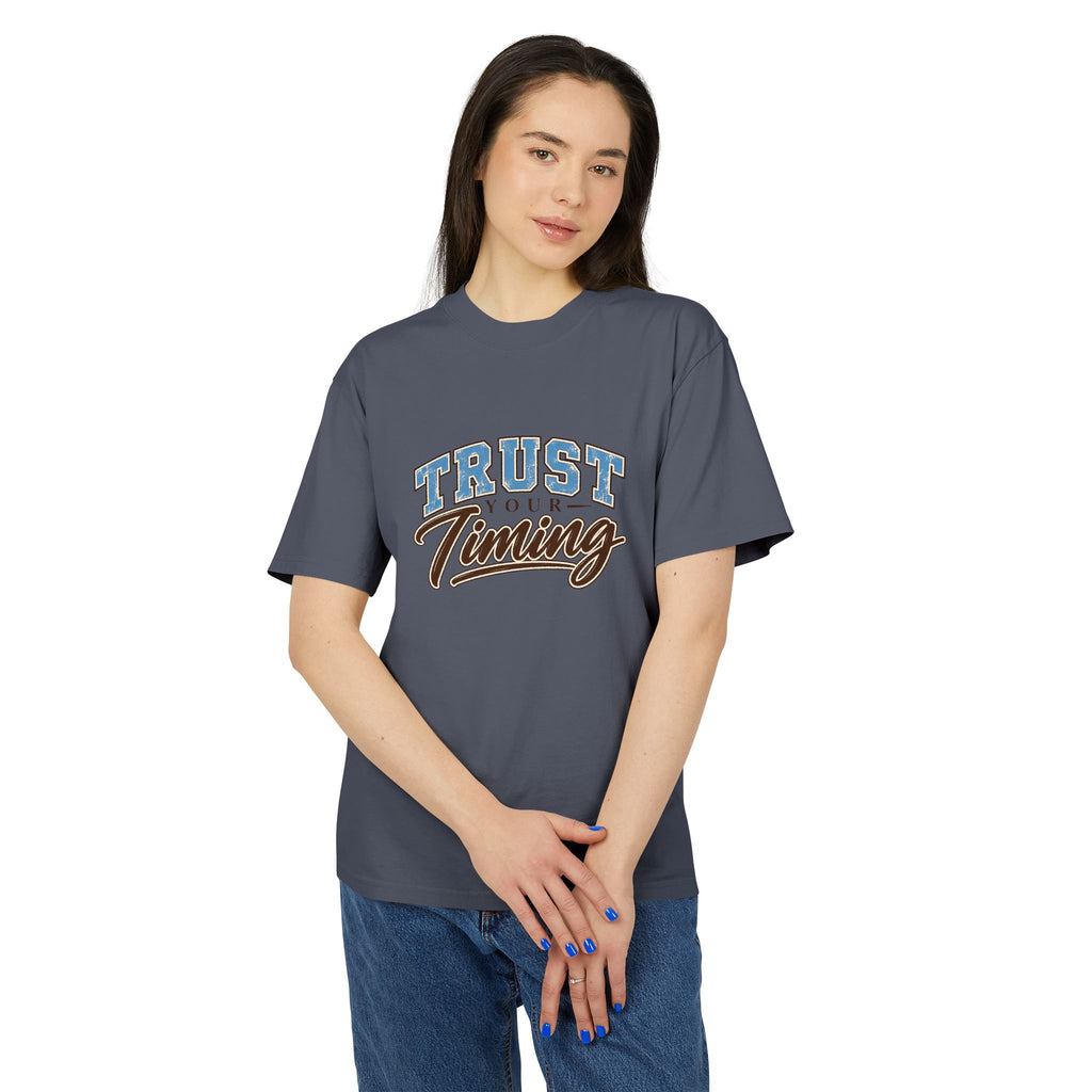 Trust Your Timing T-Shirt — Inspirational Retro Script Tee